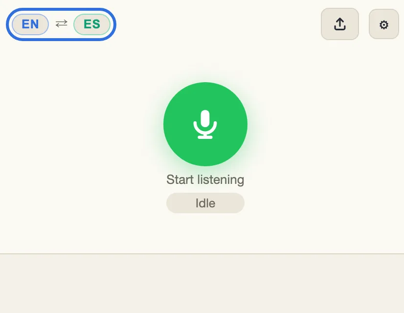 The menu bar, with the language badges outlined